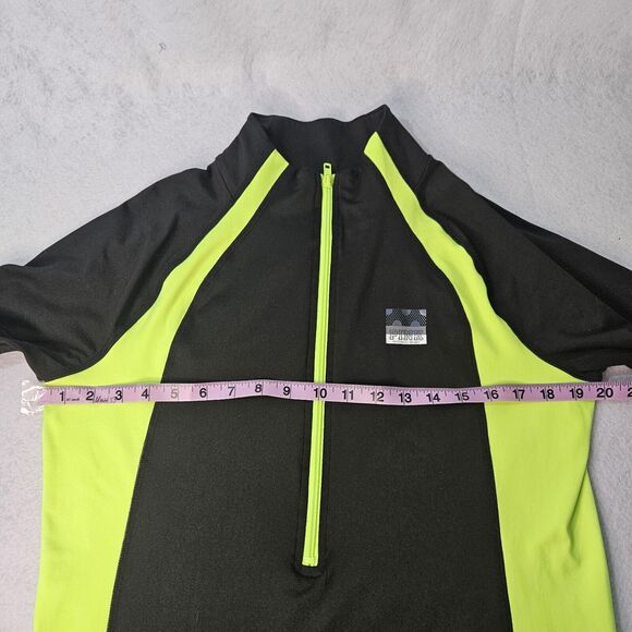 VICTORIA SECRET PINK Ultimate Sz L Neon Green & Black Athletic Half Zip Logo - Picture 3 of 6